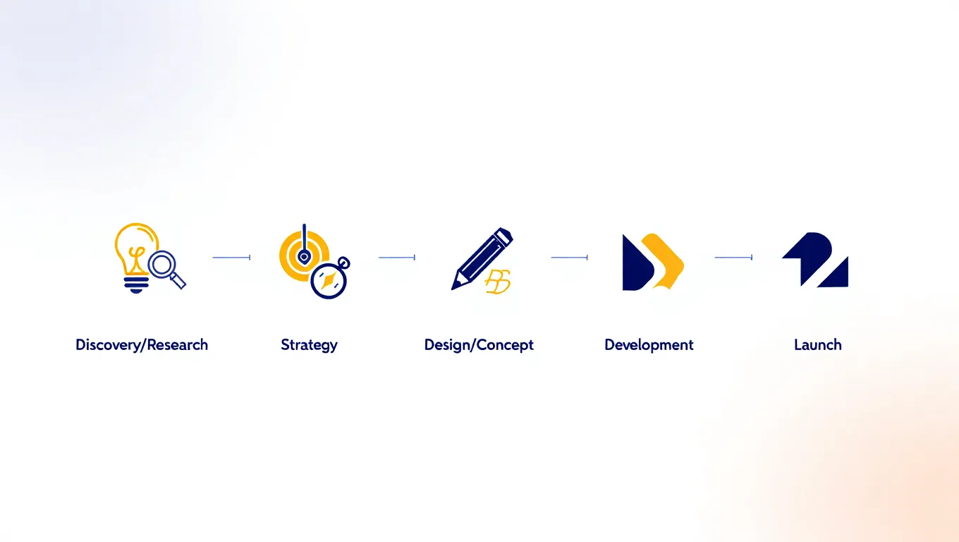 Merkevare skapelse prosess illustrasjon