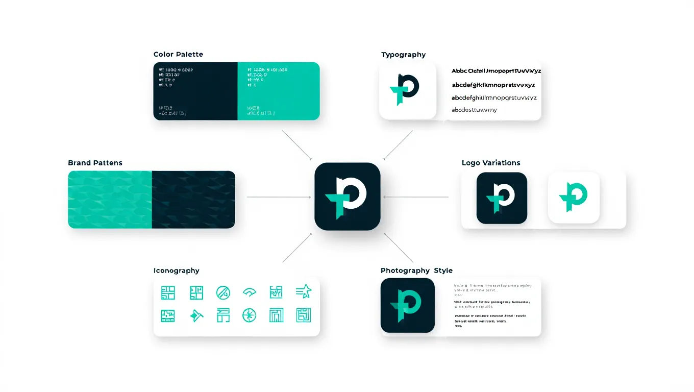 Identitets system diagram viser merkevare elementer